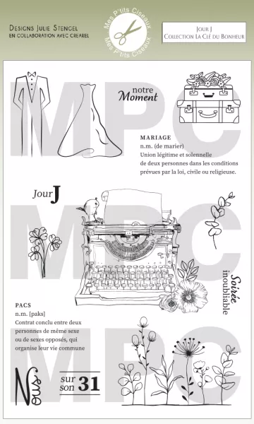 Tampon - La Cl� du Bonheur - Jour J - Mes P\'tits Ciseaux