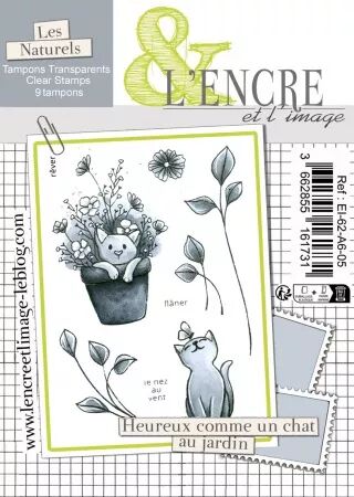 Tampon - Les Naturels - Heureux comme un chat au jardin - L\'Encre et l\'Image