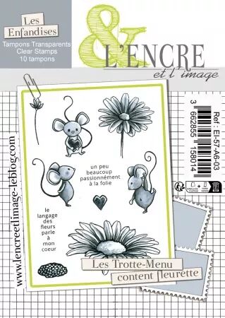 Tampon - Les Trotte-Menu content fleurette - L\'encre et l\'image