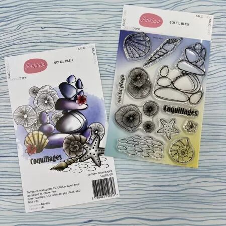 Tampon - Soleil bleu - Texture coquillages - Pinklola