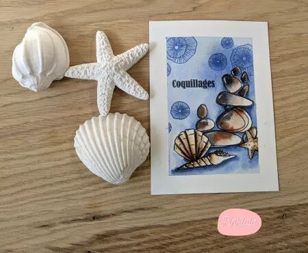 Tampon - Texture coquillages - Soleil bleu - Pinklola