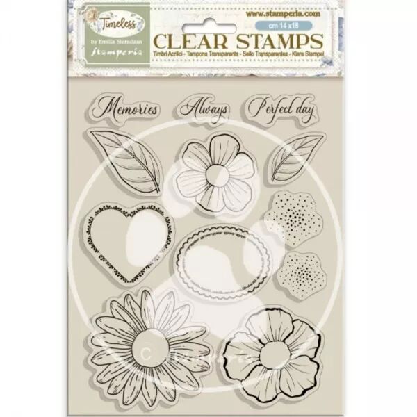 Tampon - Timeless - Flowers and Hearts - Stamperia