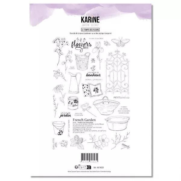 Tampon A4 - Jardin secret - Le temps des fleurs - Les Ateliers de Karine