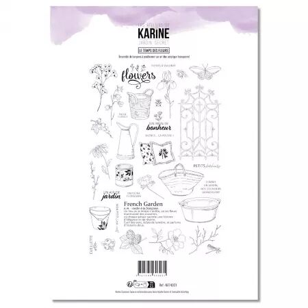 Tampon A4 - Jardin secret - Le temps des fleurs - Les Ateliers de Karine