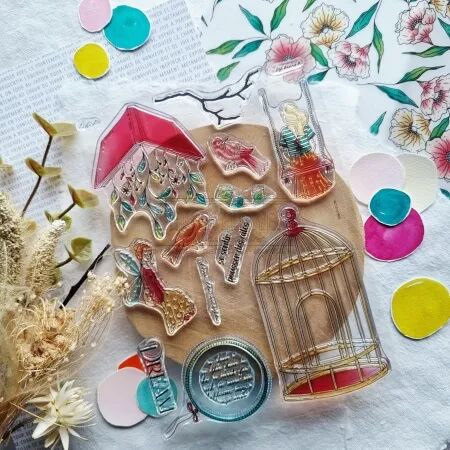 Tampon A5 - Mon p\'tit jardin - La cage - Chou and Flowers