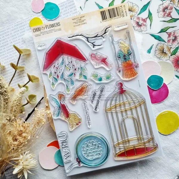 Tampon A5 - Mon p\'tit jardin - La cage - Chou and Flowers