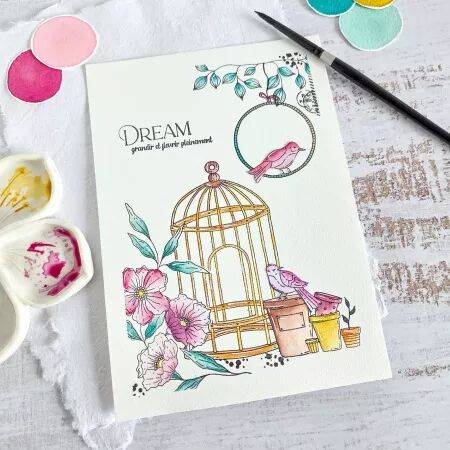 Tampon A5 - Mon p\'tit jardin - La cage - Chou and Flowers