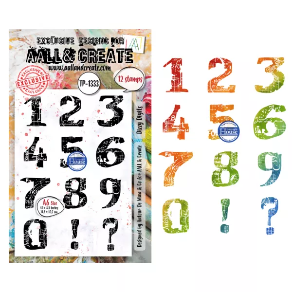 Tampon A6 - 1333 - Dizzy Digits - AALL and Create