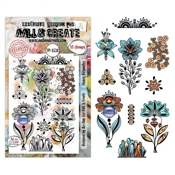 Tampon A6 - 1530 - Fleurs �l�gantes - AALL and Create