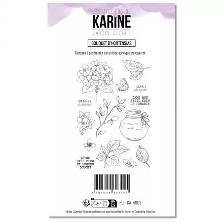 Tampon A6 - Jardin secret - Bouquet d\'hortensias - Les Ateliers de Karine