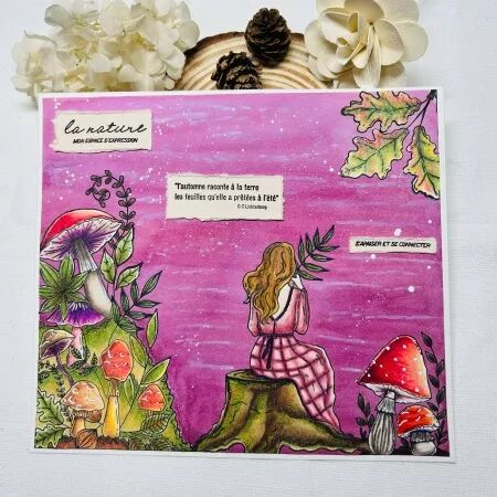 Tampon A6 - L\'orée des bois - Mushrooms - Chou Flowers