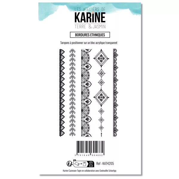 Tampon A6 - Terre & Jasmin - Bordures ethniques - Les Ateliers de Karine