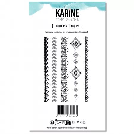 Tampon A6 - Terre & Jasmin - Bordures ethniques - Les Ateliers de Karine