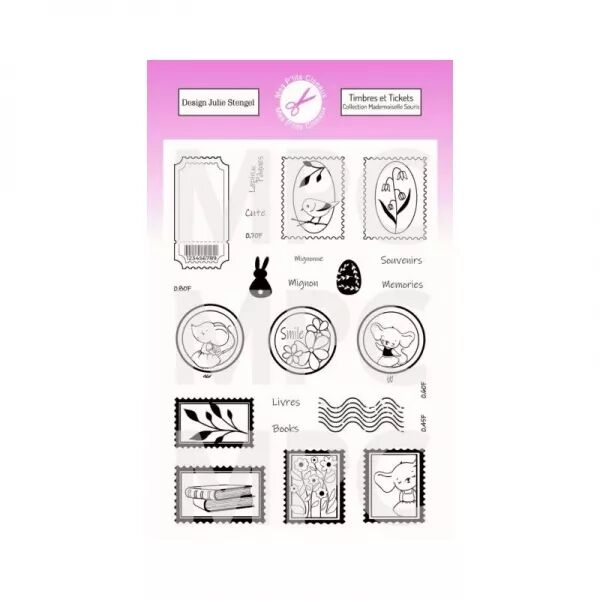 Tampon A6 - Timbres et Tickets - Mademoiselle Souris - Mes Ptits Ciseaux