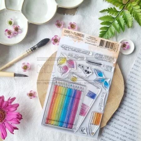 Tampon A6 - Vibrations - Crayons de couleur