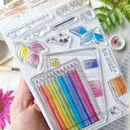 Tampon A6 - Vibrations - Crayons de couleur