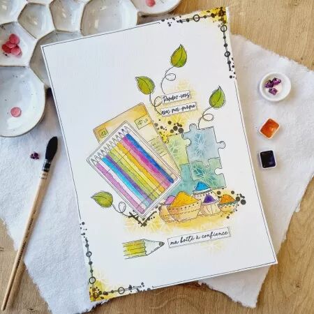 Tampon A6 - Vibrations - Crayons de couleur