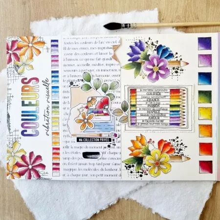 Tampon A6 - Vibrations - Crayons de couleur