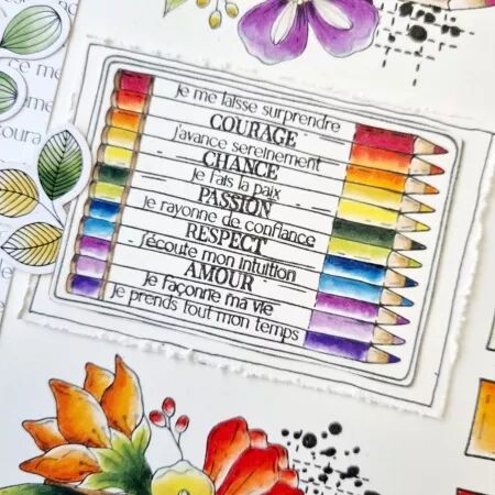 Tampon A6 - Vibrations - Crayons de couleur