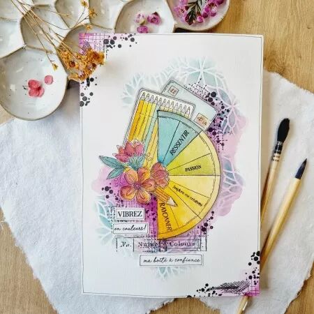 Tampon A6 - Vibrations - Crayons de couleur
