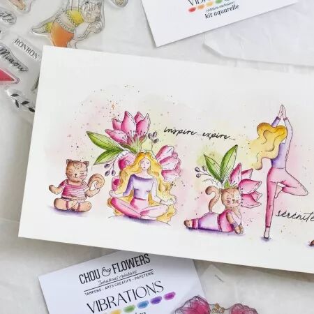 Tampon A6 - Vibrations - Les chatons yoga