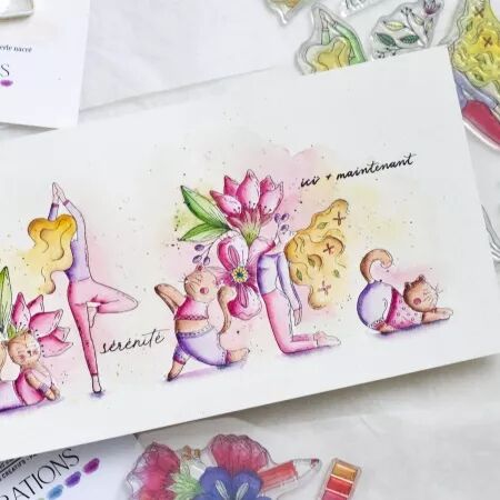 Tampon A6 - Vibrations - Les chatons yoga