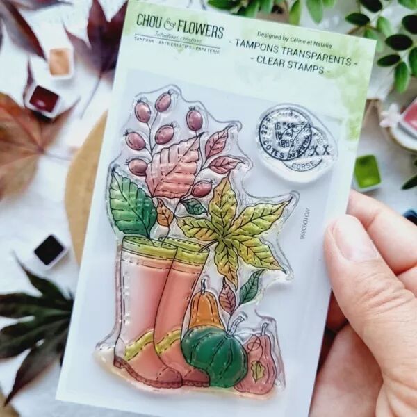 Tampon A7 - L\'or�e des bois - Les bottes de pluie - Chou Flowers