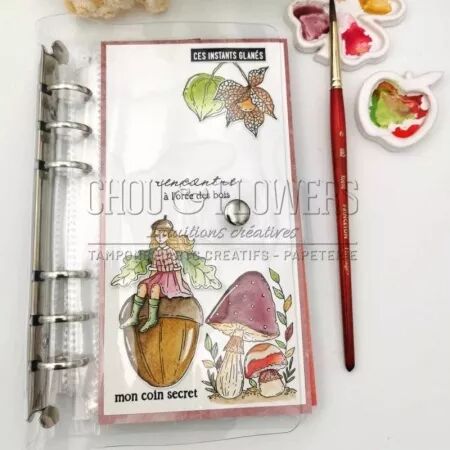 Tampon A7 - L\'orée des bois - Mini champignons - Chou Flowers