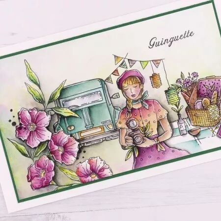 Tampon A7 - Mon p\'tit jardin - Fille Guinguette - Chou and Flowers