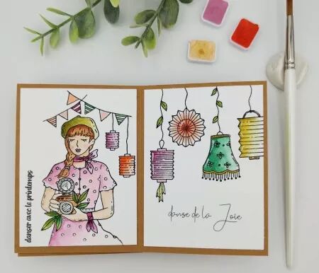 Tampon A7 - Mon p\'tit jardin - Fille Guinguette - Chou and Flowers