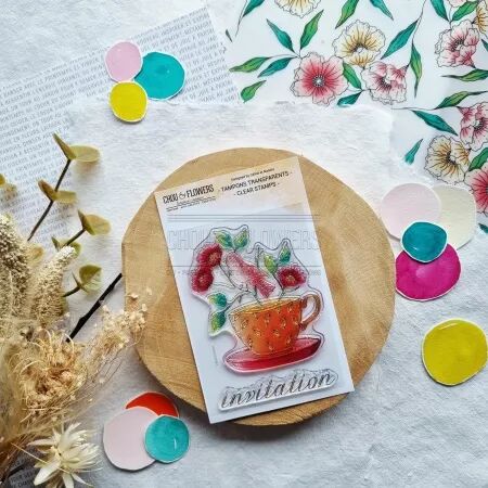 Tampon A7 - Mon p\'tit jardin - Tasse fleurie - Chou and Flowers