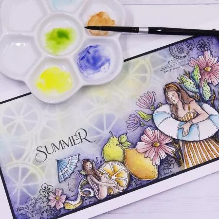 Tampon A7 - Rêve Azur - Fille au soleil - Chou Flowers