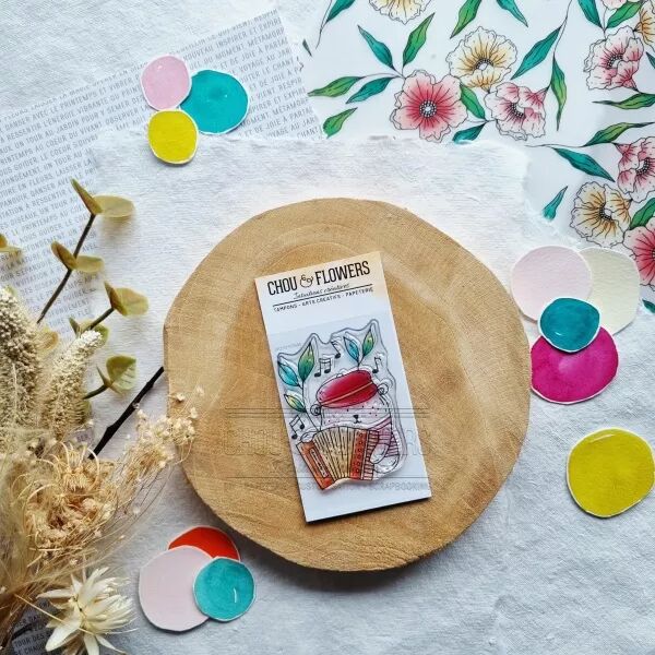 Tampon A8 - Mon p\'tit jardin - Doudou musicien- Chou and Flowers