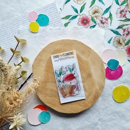 Tampon A8 - Mon p\'tit jardin - Doudou musicien- Chou and Flowers