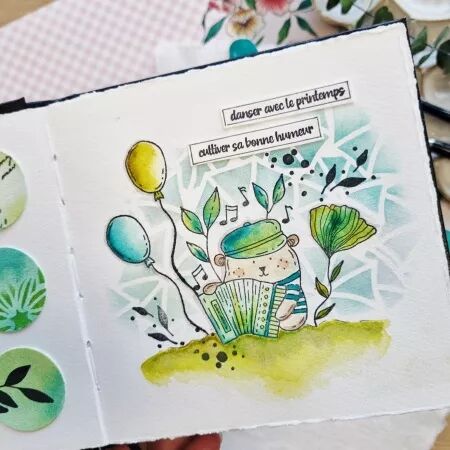 Tampon A8 - Mon p\'tit jardin - Doudou musicien- Chou and Flowers