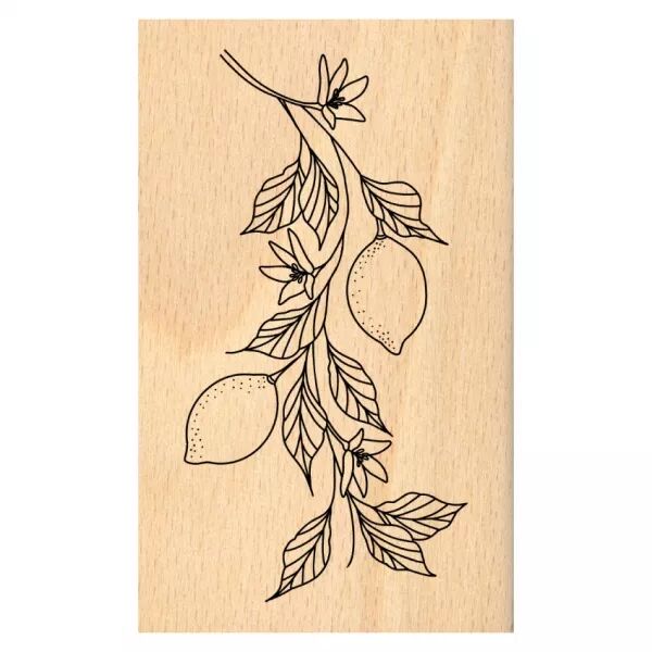 Tampon bois BRANCHE CITRONN�E - Horizons - Floril�ges Design