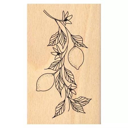Tampon bois BRANCHE CITRONN&Eacute;E - Horizons - Floril&egrave;ges Design