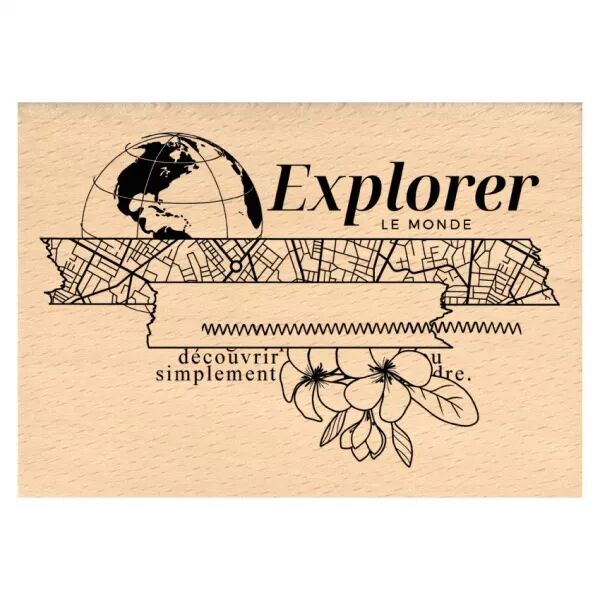 Tampon bois EXPLORER LE MONDE - Horizons - Floril�ges Design