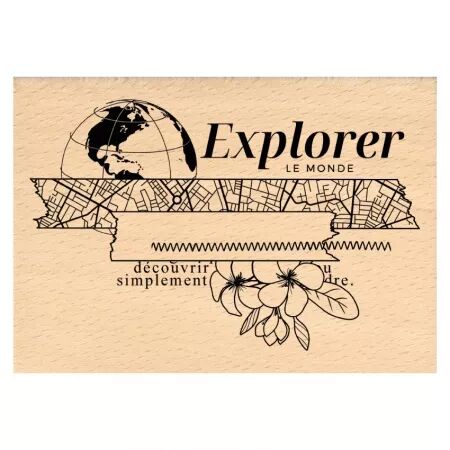 Tampon bois EXPLORER LE MONDE - Horizons - Floril&egrave;ges Design