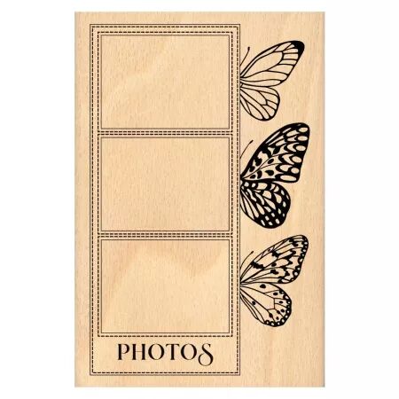Tampon bois PHOTOS ET PAPILLONS - Floril&egrave;ges design