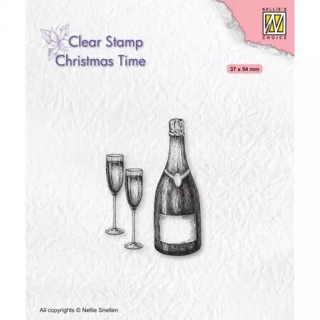 Tampon Christmas Time - bouteille et verres de Champagne - Nellie\'s Choice
