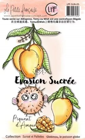 Tampon clear : Collection Sunset et Paillettes - Globinou le poisson globe- La Petite Francaise