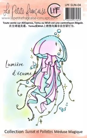 Tampon clear : Collection Sunset et Paillettes - M&eacute;duse magique- La Petite Francaise