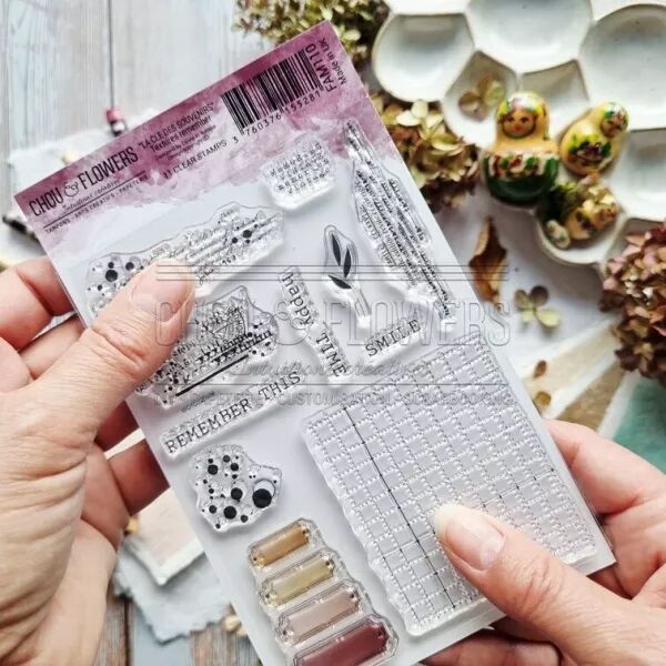 Tampon clear A6 FAM110 TEXTURES REMEMBER - la cl� des souvenirs - Chou and Flowers