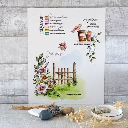 Tampon DL - Mon p\'tit jardin - Jardin po&eacute;tique - Chou and Flowers