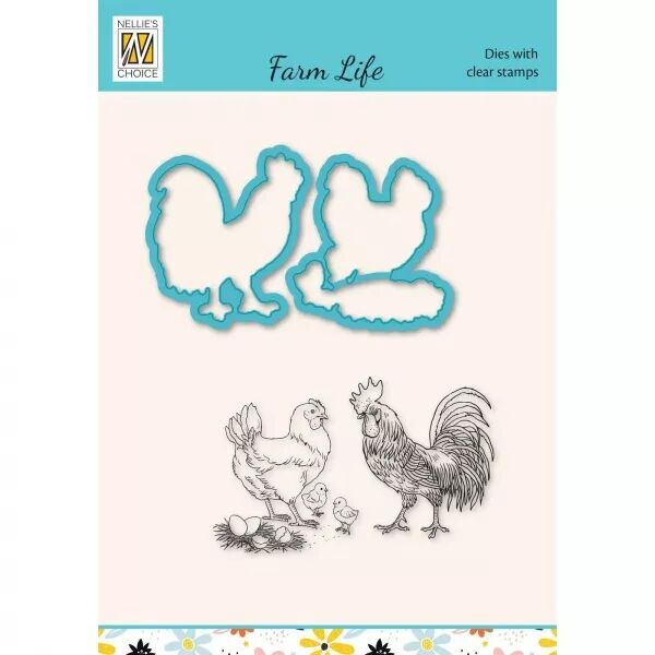Tampon et die - poule, poussins et coq - Nellie\'s Choice
