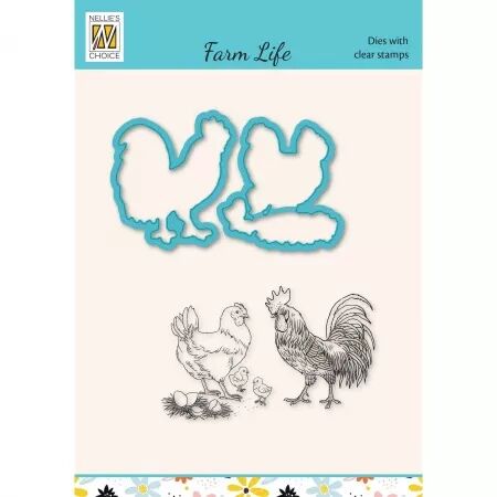 Tampon et die - poule, poussins et coq - Nellie\'s Choice