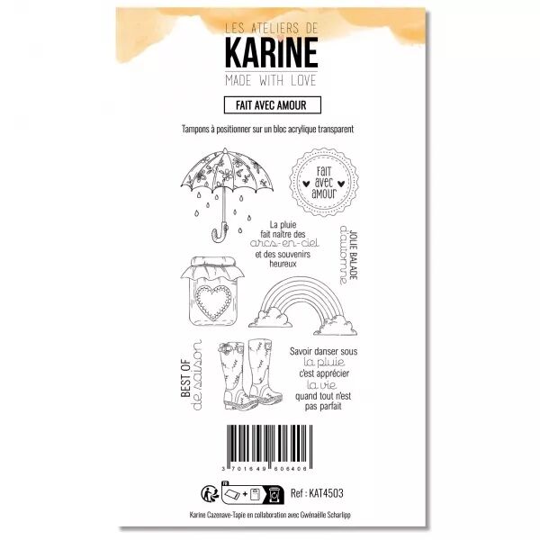 tampons A6 - Fait avec amour - Made with Love - collection Made with love - Les ateliers de Karine