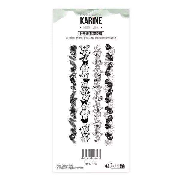 Tampons clear Bordures exotiques - Pura Vida - Ateliers de Karine