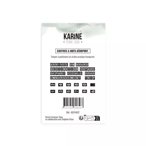 Tampons clear Chiffres et mots a�roport - Pura Vida - Ateliers de Karine
